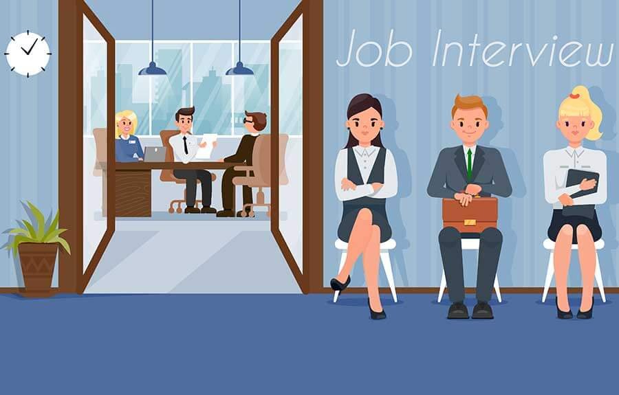 candidates attending interview after web designing course