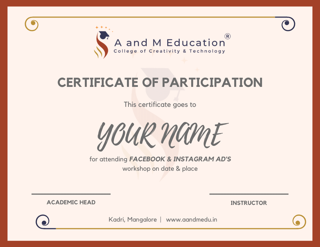 workshop certificate of facebook marketing and instagram marketing