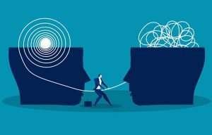 Person reading opposite mindset